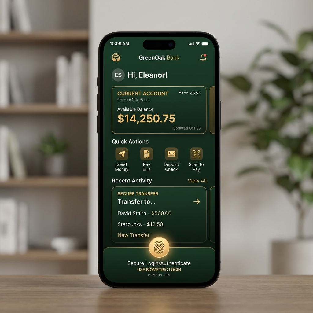 Mobile Banking App Screen Mockup